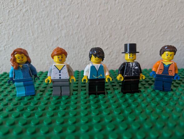 Five custom made Lego shirts minifigures